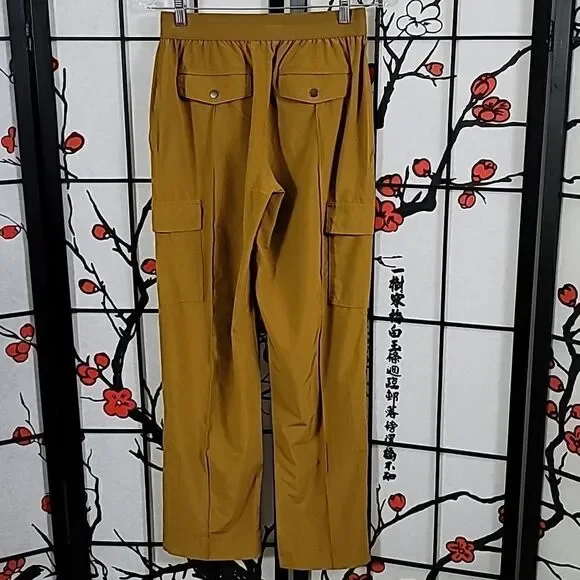 Athleta Vienna Cargo Pant Travel Commute Relaxed Wide Leg Brass Yellow - Picture 7 of 9